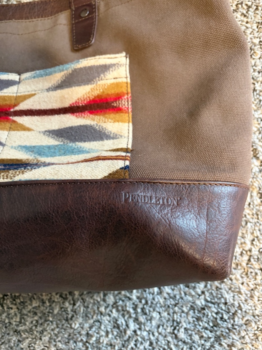 Pendleton Wyeth Trail Brown Canvas Leather Weekender Duffle Tote - Picture 8 of 11